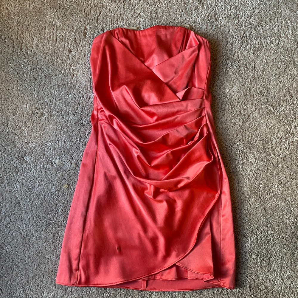 Strapless coral dress